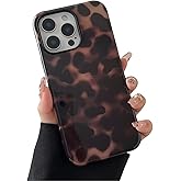 Longlayss Compatible with iPhone 16 Pro Max Case Tortoise Shell Phone Case for Women Girl Shockproof TPU and Hard PC Protective Cover - Amber Brown Leopard