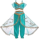 DH Gorgeous Girls Princess Jasmine Fancy Costume Dress & Pants for Little Girls 3 Years