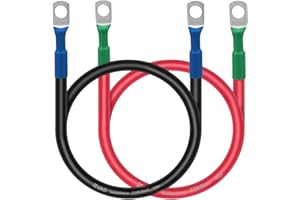 DIGI MARKER 2 AWG Battery Cables - 24 inch Car Battery Inverter Cable Set with 3/8" Lugs and Terminals-Copper Cables for Automotive, Marine, Solar, ATV