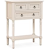 Giantex Entryway Table with Storage, Rustic Small Console Table w/ 3 Drawers & Open Bottom Shelf, Skinny Wood Console Table, 