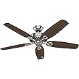 Hunter 52 inch Indoor Ceiling Fan No Light with Pull Chain - Ceiling Fan without Light, Standard Mount, 5 Blades, For Bedroom