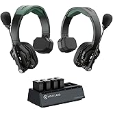 Hollyland Solidcom SE PRO 2-Users ENC Noise Cancellation Wireless Intercom Headset System 1312ft Team Communication with 3.5mm Single Ear Headset for Movie Shoot Live Show (1.9GHz Version)