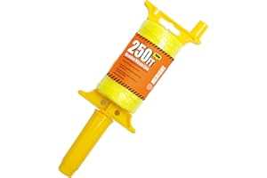 MERIANE 250FT Mason Line w/Reloadable Line Reel, 18# Braided Twine String for Masonry Job, Level Lines in Construction, Gardening, Fluorescent Yellow
