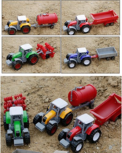 AITING Metal Die Cast Farm Tractor Cars Toys Play Vehicle Set - Disc Plow, Water Tank, Wagon, Dump Trailer - Thumbnail 3