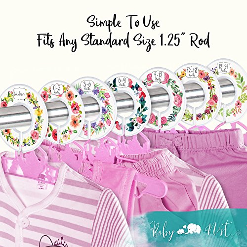 Baby Closet Dividers for Nursery Organization & Decor by Baby Nest Designs - Flower Bouquet Style Dividers Sized from Newborn to 24 Months (7 Pack)