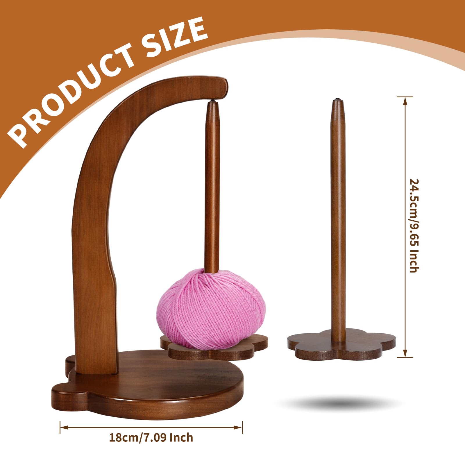 Yarn Holder for Knitting and Crocheting,Crochet Gift for Knitting Lovers,Wooden Yarn Spinner for Crocheting，yarn ball holder for knitting
