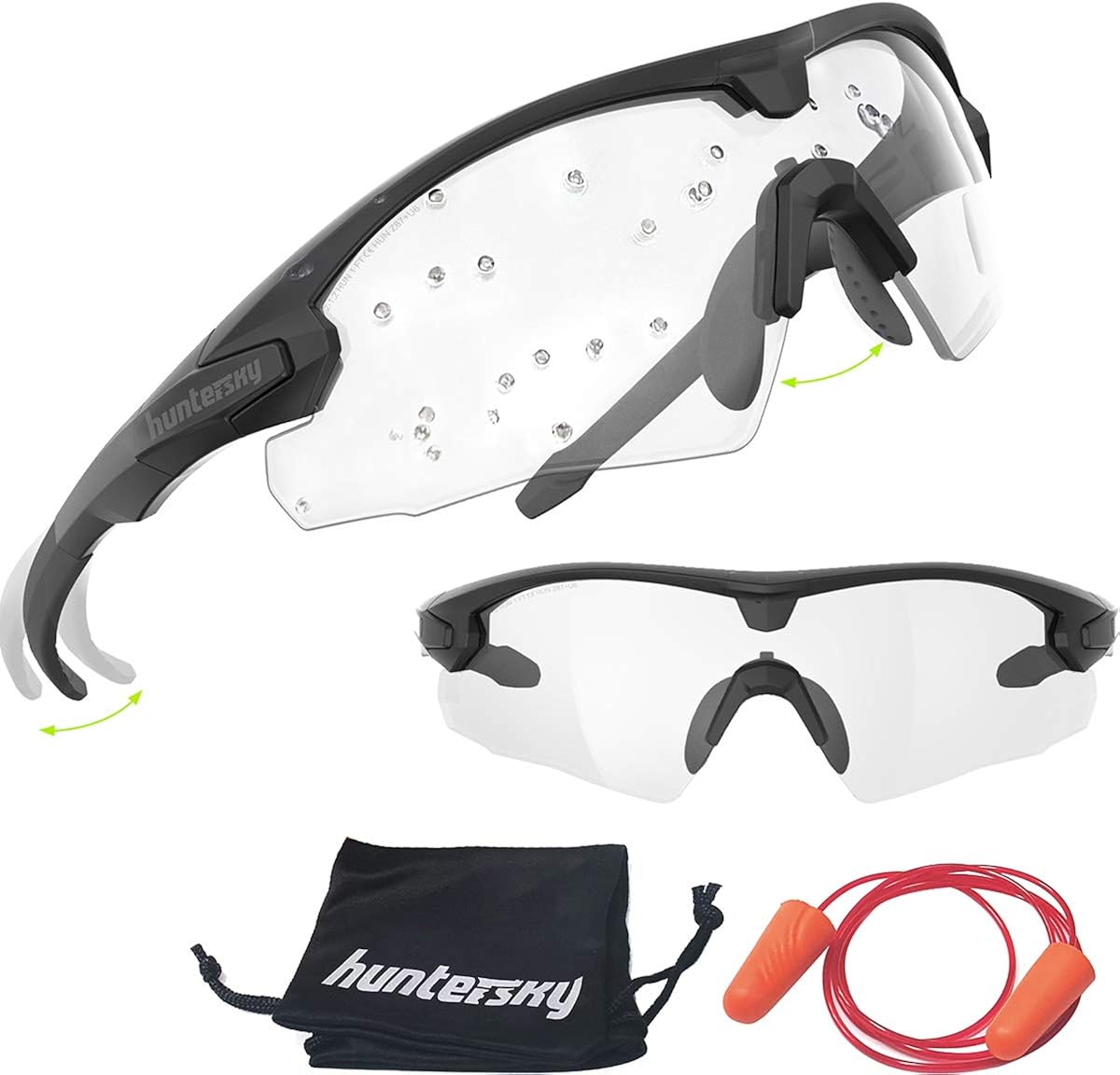 HUNTERSKY Tactical Shooting Glasses, Military Grade with Ballistic Impact Resistance, Clear lens