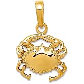 JewelryWeb 14k Yellow Gold Solid Polished Crab Pendant Necklace 18x12mm Pendant for Women