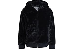 DKNY Girls Fleece Jacket - Lightweight Soft Faux Fur Sherpa Plush Zip Up Winter Coat - Hooded Fleece Bomber Jacket for Girls
