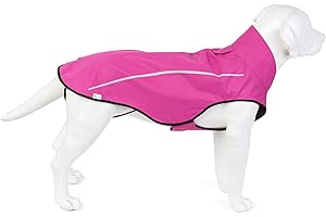 Mile High Life Dog Raincoat, Adjustable Waterproof Reflective Rain Jacket for Small Medium Large Dogs, Lightweight Breathable Pet Rain Coat with Leash Hole(Hot Pink,M Chest 26-32")