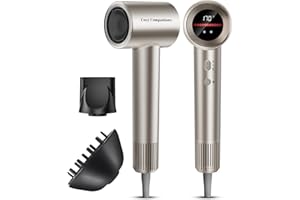 COSY COMPANIONS Hair Dryer, 150000RPM High-Speed Hairdryer for Fast Drying, Low Noise, HD Display, 5 Temps & 2 Speeds, 500 Million Negative Ionic Blow Dryer, Gold