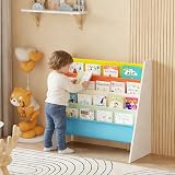 Rainbow Tree 4-Tier Kids Sling Book Rack Yellow Book Shelf Easy Reach view 2