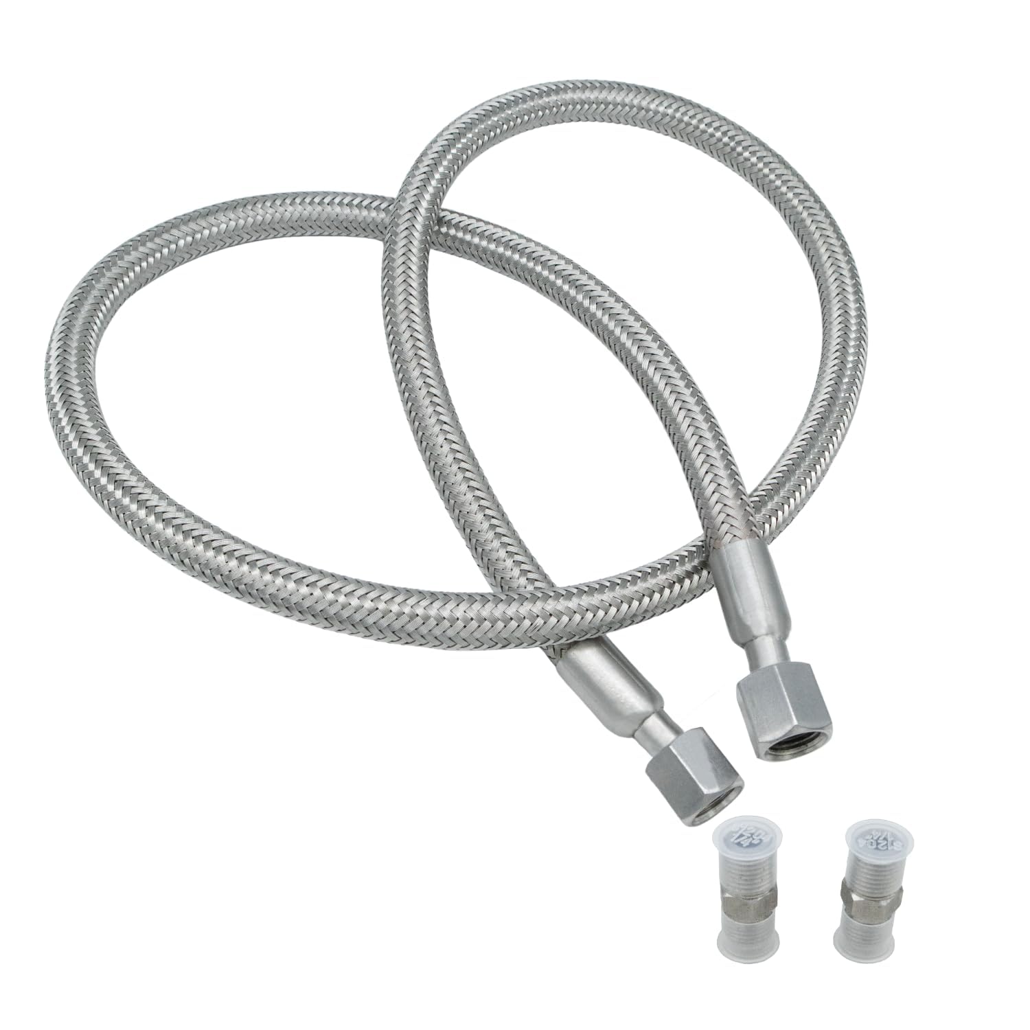 Photo 1 of 1/4" Stainless Steel PTFE Reinforced Hose, 1/4" NPT male, 40" Length, 870PSI, -40°F to 400°F