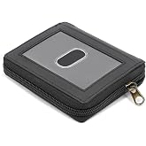 Credit Card Organizer Wallet, 20 Top-Loading Sleeves, RFID Zip-Around | 4.25 x 3.75 in | 0.70 in Lightly Loaded; Thicker With More Cards | 6 Leather Card Slots | Front ID Window | Light Cash Carry