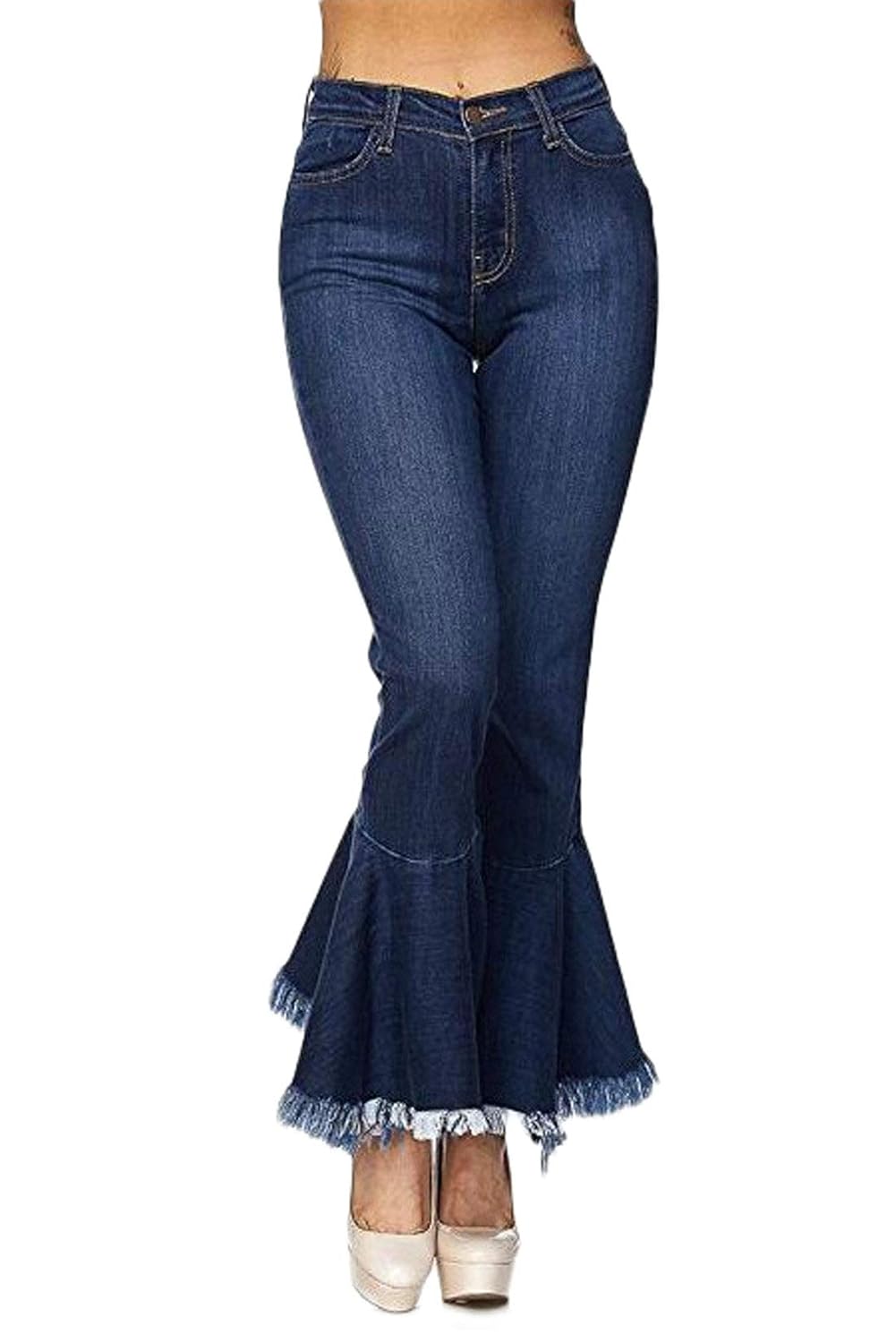 womens fringe bottom jeans