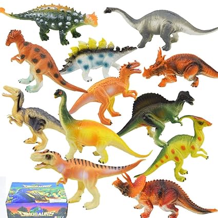 EDTara 12Pcs Simulate Dinosaur Modeling Puzzle Toys Set for Kids with Box