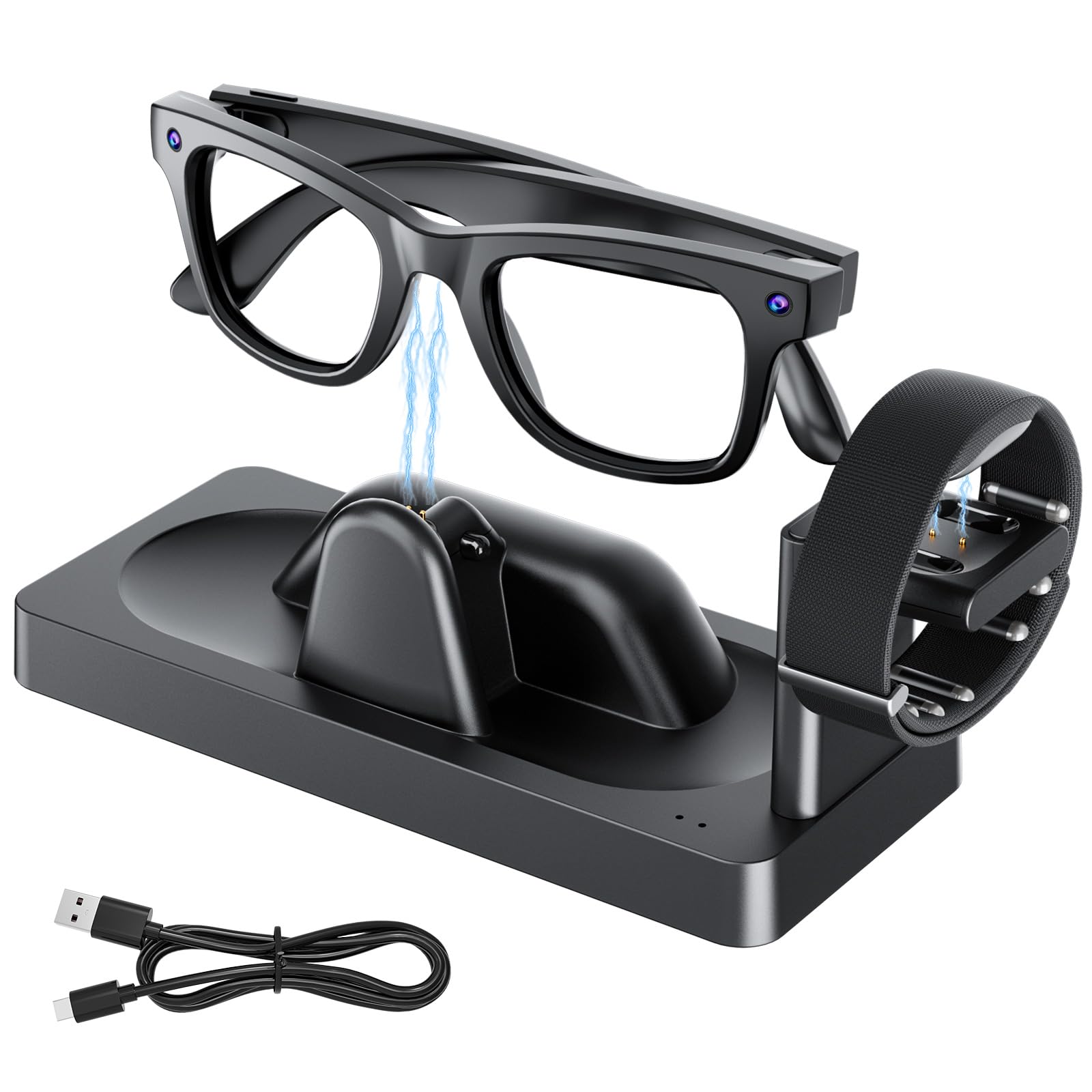 Charging Station for Meta Ray-Ban Display Glasses&for Meta Neural Band, Charger Dock for RayBan Met-A Display Smart Glasses Accessories「3-in-1 Charging,Compact,Status Indicator,Circuit Protection」