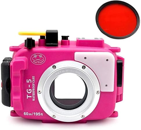 Amazon Sea Frogs 60m 195ft水中ダイビング防水カメラハウジングケース Olympus Tg5用 W 67mmレッドフィルター付き ピンク ハウジングケース 通販