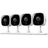 Tapo 1080P Indoor Wired Security Camera - Works as a Baby & Pet Monitor, Motion Detection, 2-Way Audio, Siren, Night Vision, Subscription-Free Local or Optional Cloud, Works with Alexa, C100(4-Pack)