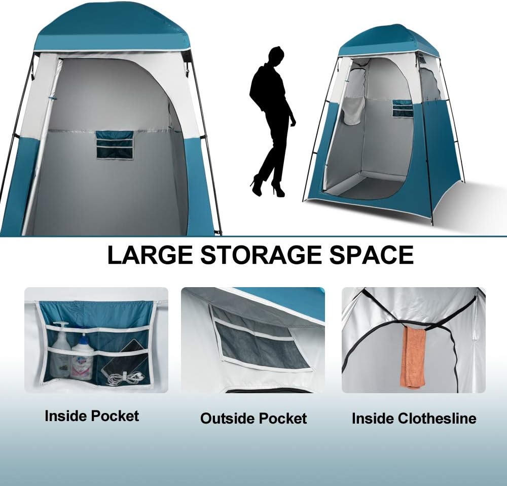 VINGLI 6.7FT Shower Tent, Changing Room Tent for Portable Toilet, with Mesh Floor and Carrying Bag, Lightweight & Sturdy, Perfecr for Camping, Boat, Dressing Outdoor or Indoor: Sports & Outdoors