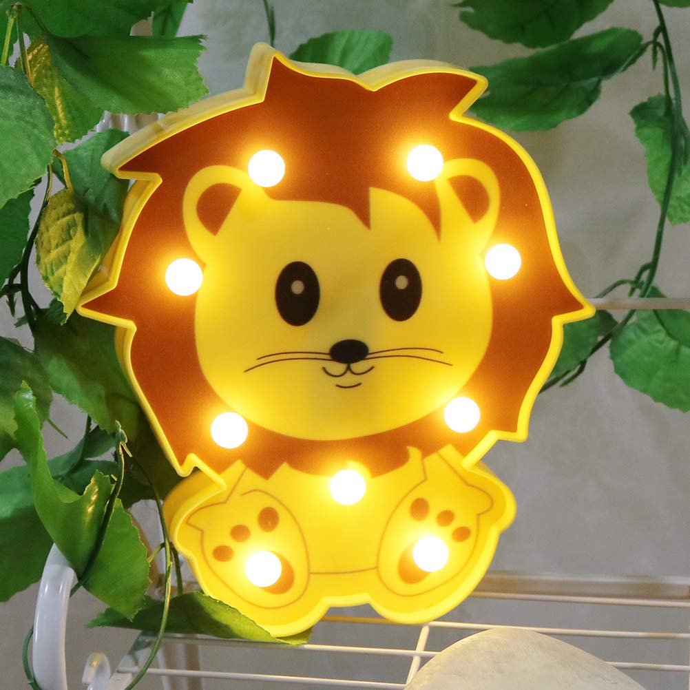 LEDMOMO 3D Lion Animal Night Light Letter Sign Wall Light LED Table Desk Lamp Decorative Bedsides Lamp for Kids Christmas Home Party