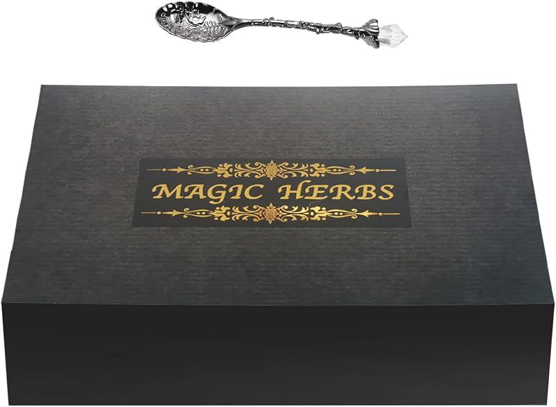 Lesunbak Witch Supplies Herbs Kit with Crystal Spoon - 30 Dried Herbs