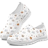 Cat Breathable Slip On Walking Shoes for Women Cute Round Toe Comfortable Slip Resistant Shoes for Women Casual No Laces Loafer with Arch Support 2025 Daily Wear