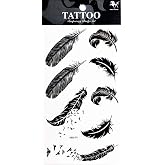 PP TATTOO 1 Sheet Black Bird Feather Animal Waterproof Temporary Tattoo Festival Flash Fake Tattoo Body Art Stickers