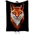 Fox Blanket Decor Soft Plush Sherpa Warm Animal Flowers Fleece Blankets Living Room Breathable Lightweight Throw for Kids Girls Boys Adult (100x130cm(40"x50"))