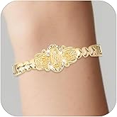 J&H DiaJuvelo Virgin Mary Bracelet for Women Catholic Trendy Cubic Zirconia Christian Dainty Charm Rhinestone Gold Jewelry Mujer Virgen de Guadalupe Pulseras Holy Gifts