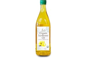 Jiva Organic Sunflower Oil 33.8 Oz - Pure & Cold Pressed - Great for Cooking 1 Liter Bottle
