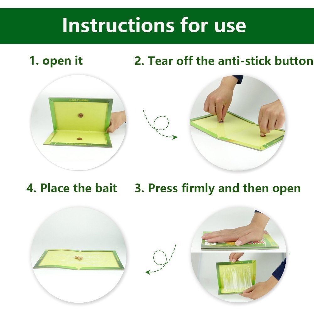 Mouse Glue Trap Sticky Boards Peanut Butter Scented Mice Rat Traps with Professional Strength Glue Kid Pet Safe Easy to Use Best Eco-Friendly Traps Rodents Cockroaches Bugs Ants Spiders (6 Pack)