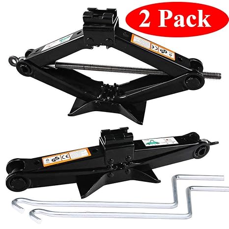 Zhange Set Of 2 Scissor Jack Stabilizer Leveling 2 Ton 4400lbs Heavy Duty Scissor Floor Jack With 2 Speed Crank Handle Universal Fit
