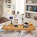 Bathtub Tray & Bed Tray - Upgraded Luxury Design - FREE Soap Dish & Non-Slip Pads, Expandable Multipurpose Bamboo Bathtub Tray for Large Tub, Holds Phone, Tablet and Wine, Essential Bath Accessories