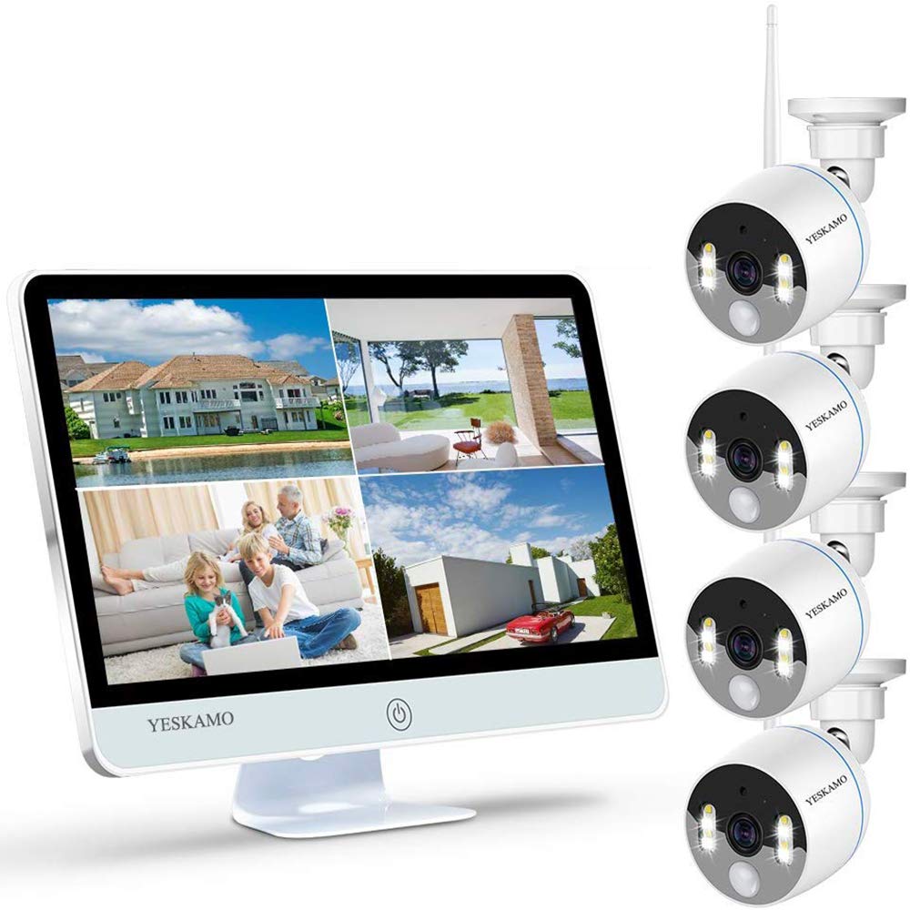 Yeskamo Wireless Cctv Camera System 3mp Floodlight Monitor Wifi Ip Camera Set 16 Full Hd