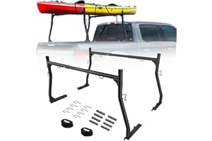 OTHOWE 46-71” Heavy Duty Carbon Steel Truck Ladder Rack, Universal Non-Drilling Cargo Rack for Most Truck, 800Ibs Loading Capacity, Overland Ladder Rack for Kayak, Surfboard, Lumber, Ladder.