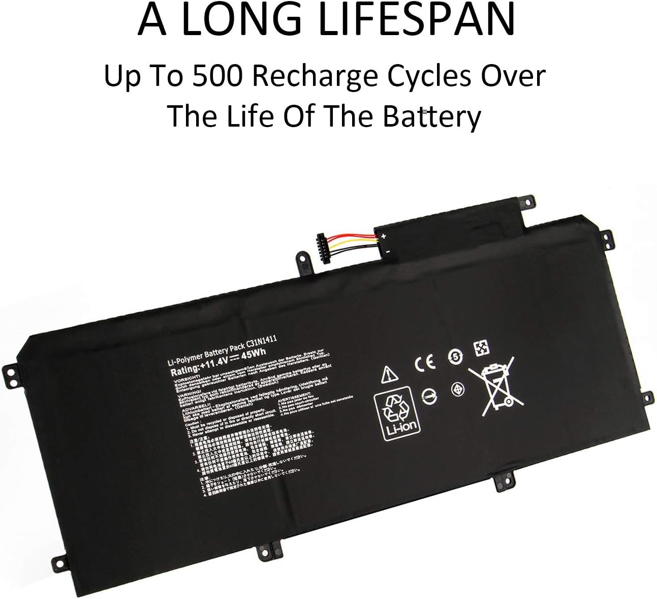 K KYUER 45Wh C31N1411 Laptop Battery for ASUS ZenBook U305 U305CA U305F U305FA U305L U305LA U305UA UX305 UX305CA UX305F UX305FA UX305UA U305FA5Y10 U305FA5Y71 U305FA6Y30 UX305FA-USM1 - Image 5