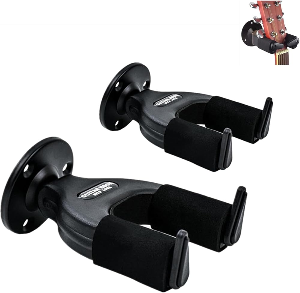 Surplex Guitar Wall Mount Hanger Auto Lock 2 Pack Adjustable Universal Hook