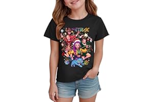 Christmas Demon Hunter T Shirts for Girls Crewneck Cute Cartoon Comics Graphic Funny Tee Kids Pink Short Sleeve Shirts