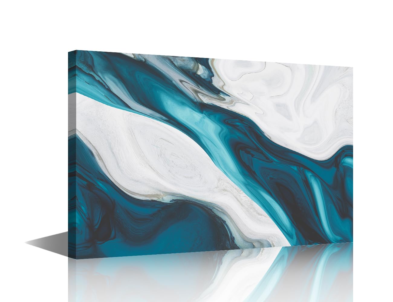 Canvas Wall Art Abstract Liquid Acrylic Resin Pictures Prints Dark Green Marbling Pattern for Living Room Bedroom Decor Contemporary Artwork Office Home Decor Framed 12x18inch — image 1