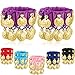 Zhanmai 6 Pairs Belly Dance Wrist Ankle Cuffs Bracelets Chiffon Gold Coin Belly Dance Costume Accessory (Deep Purple, Sapphire Blue, Lake Blue, Pink, Red, Black)