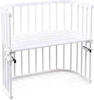 babybay Original Beistellbett aus massivem Buchenholz für Tag und Nacht I Kinderbett Höhe verstellbar & umweltfreundlich I mitwachsendes Babybett (Weiß lackiert)