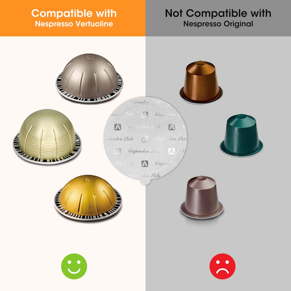 Aieve 120Pcs Aluminum Foil Seals Lid for Reusable Nespresso Pods Vertuo Compatible with Nespresso Refillable Capsule