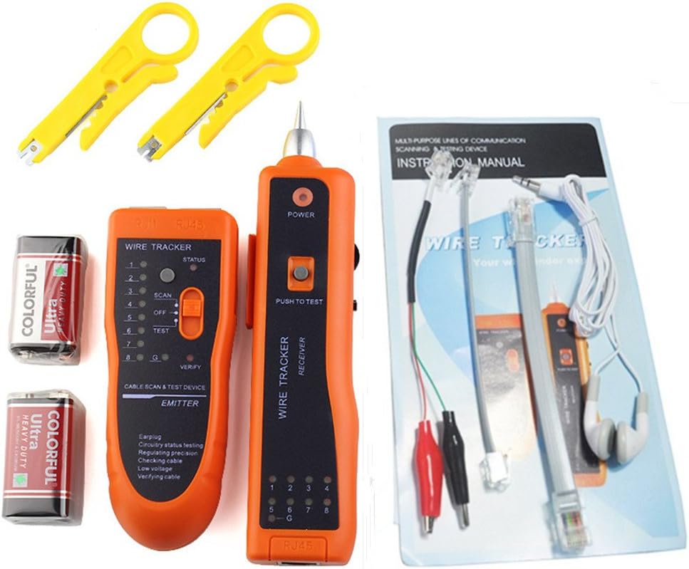 Wire Tracer Network Toner RJ11 RJ45 Cat5 Cat6 Telephone Wire Tracer Tracker Wire Toner Ethernet LAN Network Cable Tester With Batteries