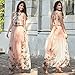 Ruiyige Women's Sleeveless Halter Neck Vintage Floral Print Maxi Dress Pink M