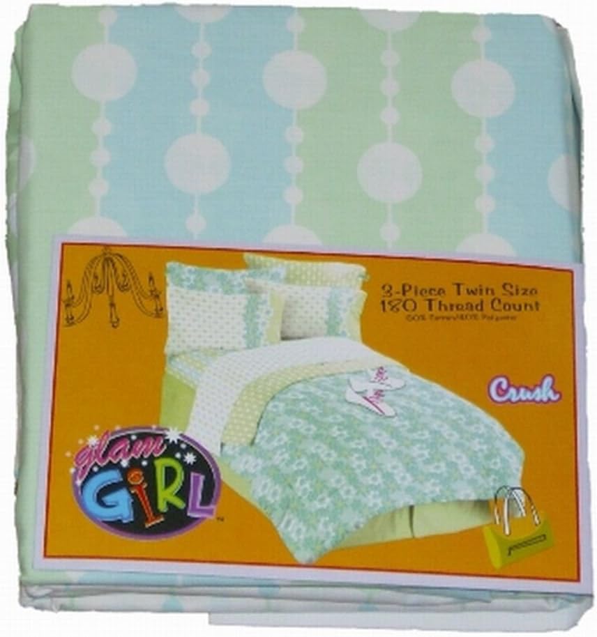 Glam Girl 3 Pc Blue Green Dot Stripe Sheet Set Twin Bed Sheets Bedding