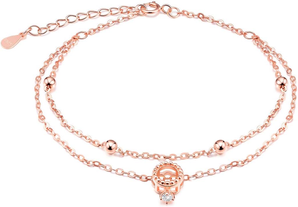 S925 Sterling Silver Bolo Cubic Zirconia CZ Tennis Pearl Bracelet Rose Gold Adjustable Ladies Jewelry Bracelets for Women Girls Kids Teen Gifts Box
