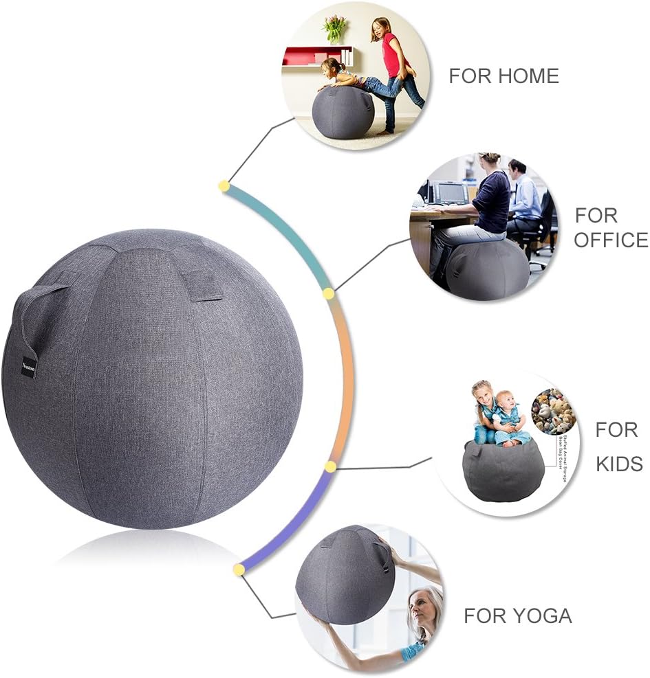 Neustern Balance Ball Chair Covers -Sitting Ball Chair Cover for Yoga, Office, Pilates, Birthing Ball Professional Quality Design Ergonomic with Handel Machine Washable