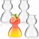 Mumufy 4 Pcs Double Bubble Shot Glass 4 oz Clear Bubble Glasses Jigger | Funny Novelty Split Shot Cups, for Cocktail, Whiskey Party, Bar Decor