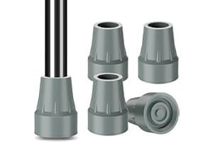 supregear 7/8" (22 mm) Cane Tips, 4-pcs Replacement Crutch Tips Thickened Rubber Cane Tips with Non-Slip Extreme Grip, Easy I